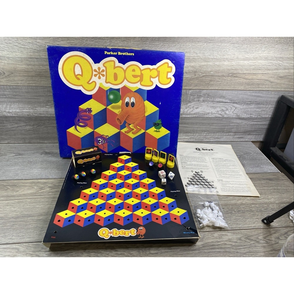 VTG  1983 Q*Bert Q Bert Board Game Parker Brothers Missing Green Ball & Two Pegs